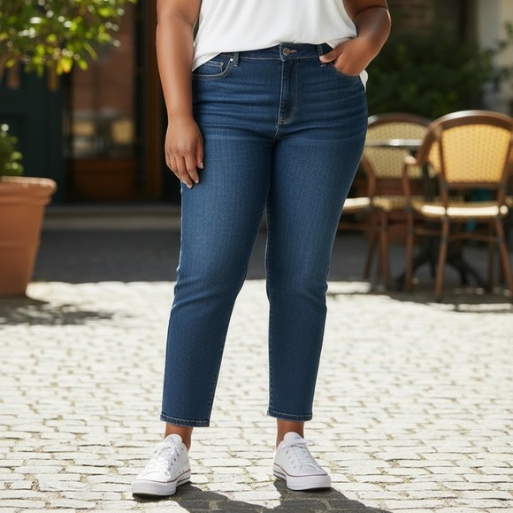 CURVE APPEAL (22W) High-Rise Minimalist Jegging Dark Wash Stretch Ankle Cropped - Picture 11 of 11